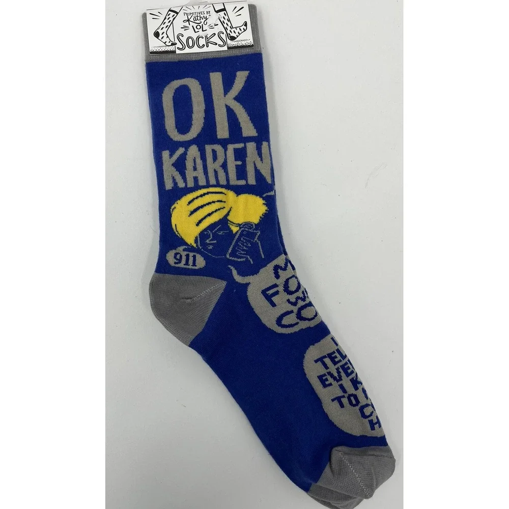 Primitives By Kathy Ok Karen Socks 113089 Novelty White Elephant Gift